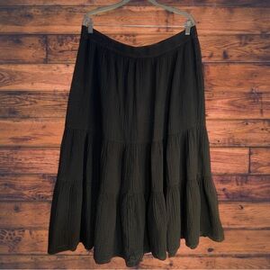 Sonoma Black Muslin Tiered Cotton Skirt 1X